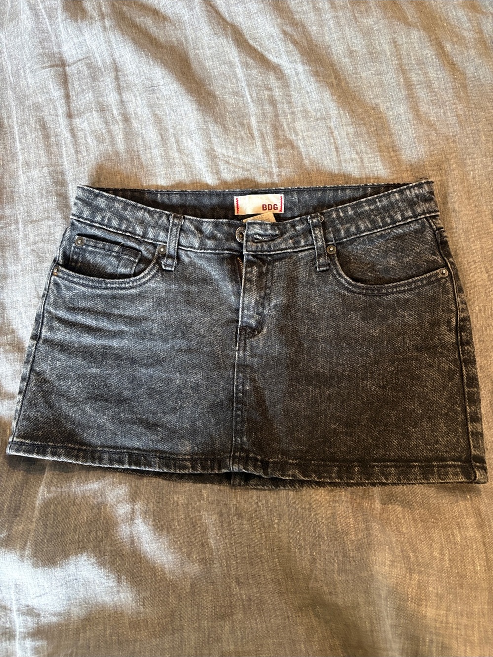 BDG Washed Black Denim Mini Skirt